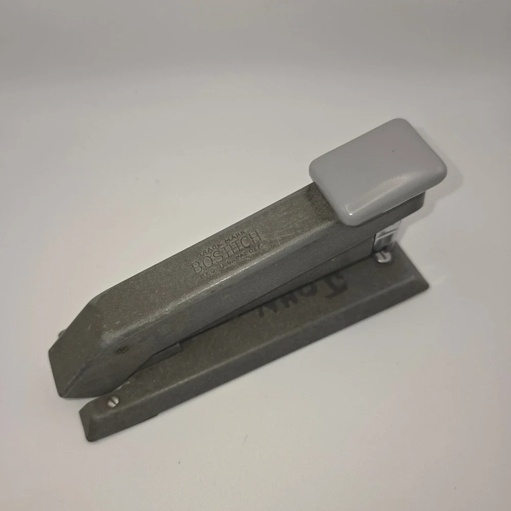 Vintage Bostitch B8 Stapler Grey Metal Industrial Mid Century Modern Office Desk
